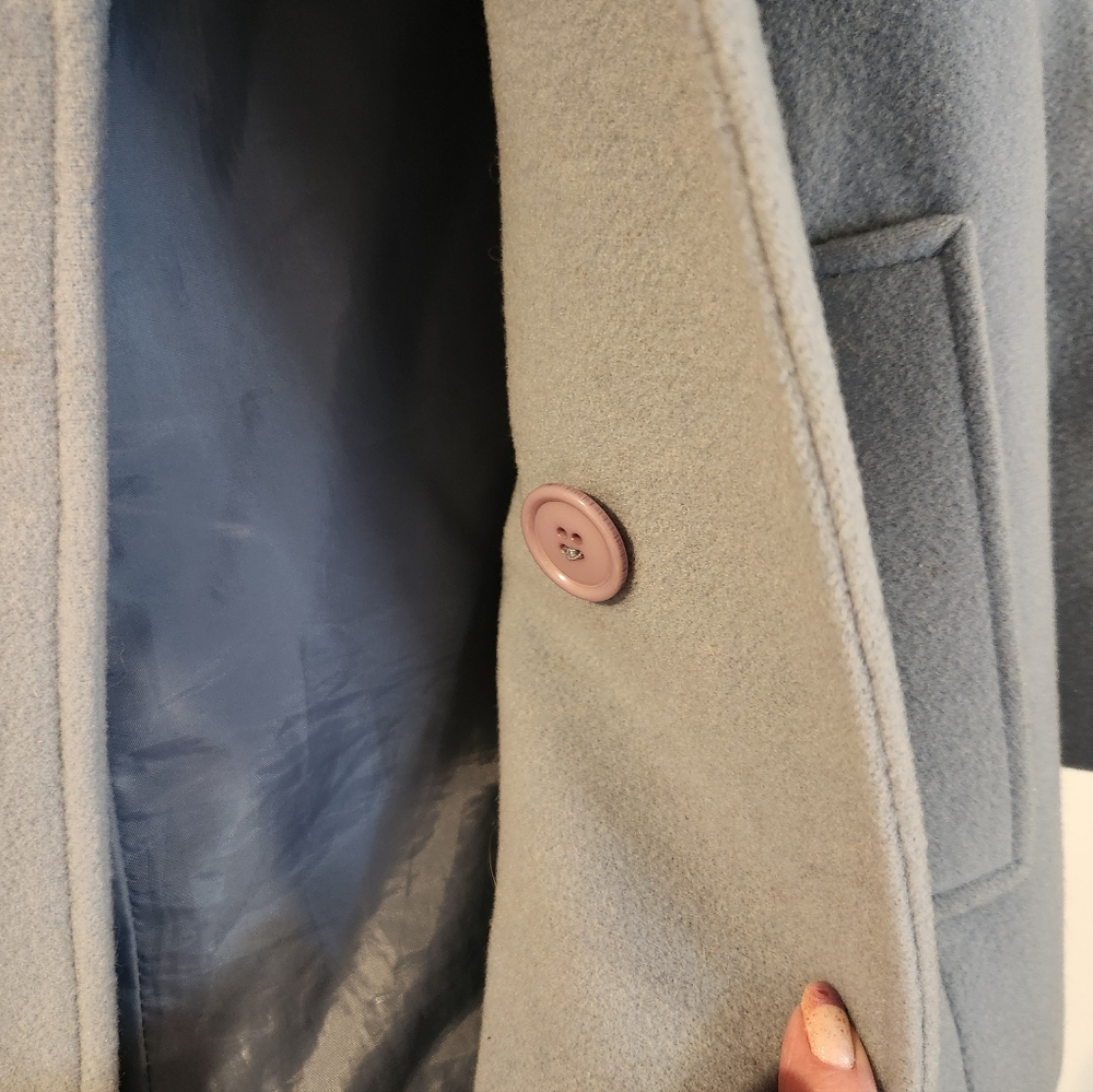 Dress Barn Pea Coat Women's Small Light Blue 100% Wool Warm Winter Office - Picture 7 of 13